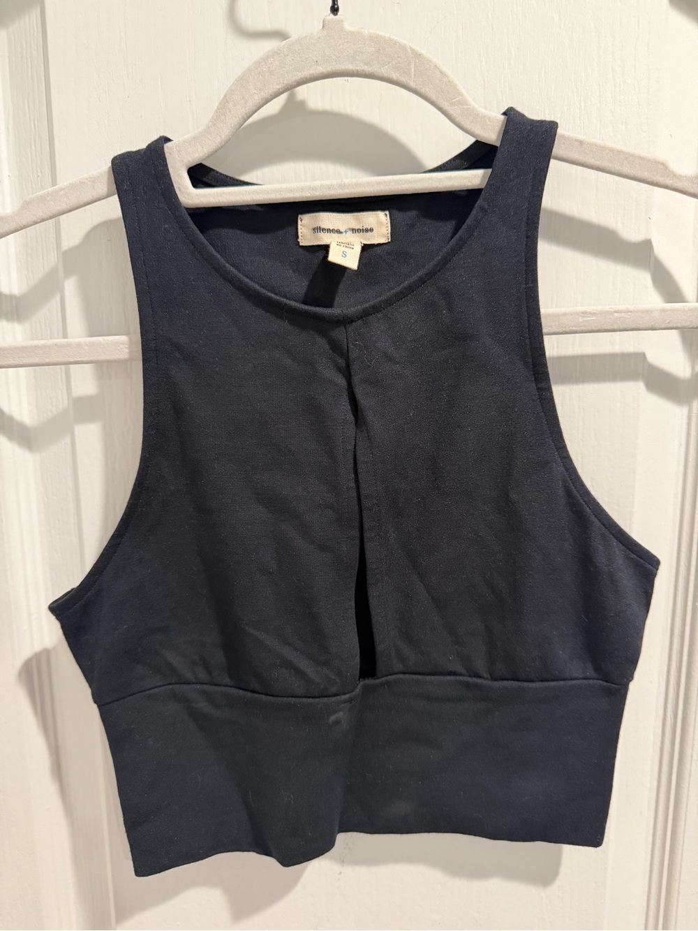 silence + noise Black Sleeveless Crop Top with Front Slit